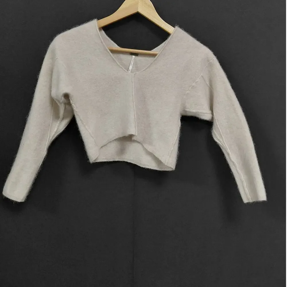 Free People 100% Cashmere Beige Pullover Lightweight Sweater Women Size XS